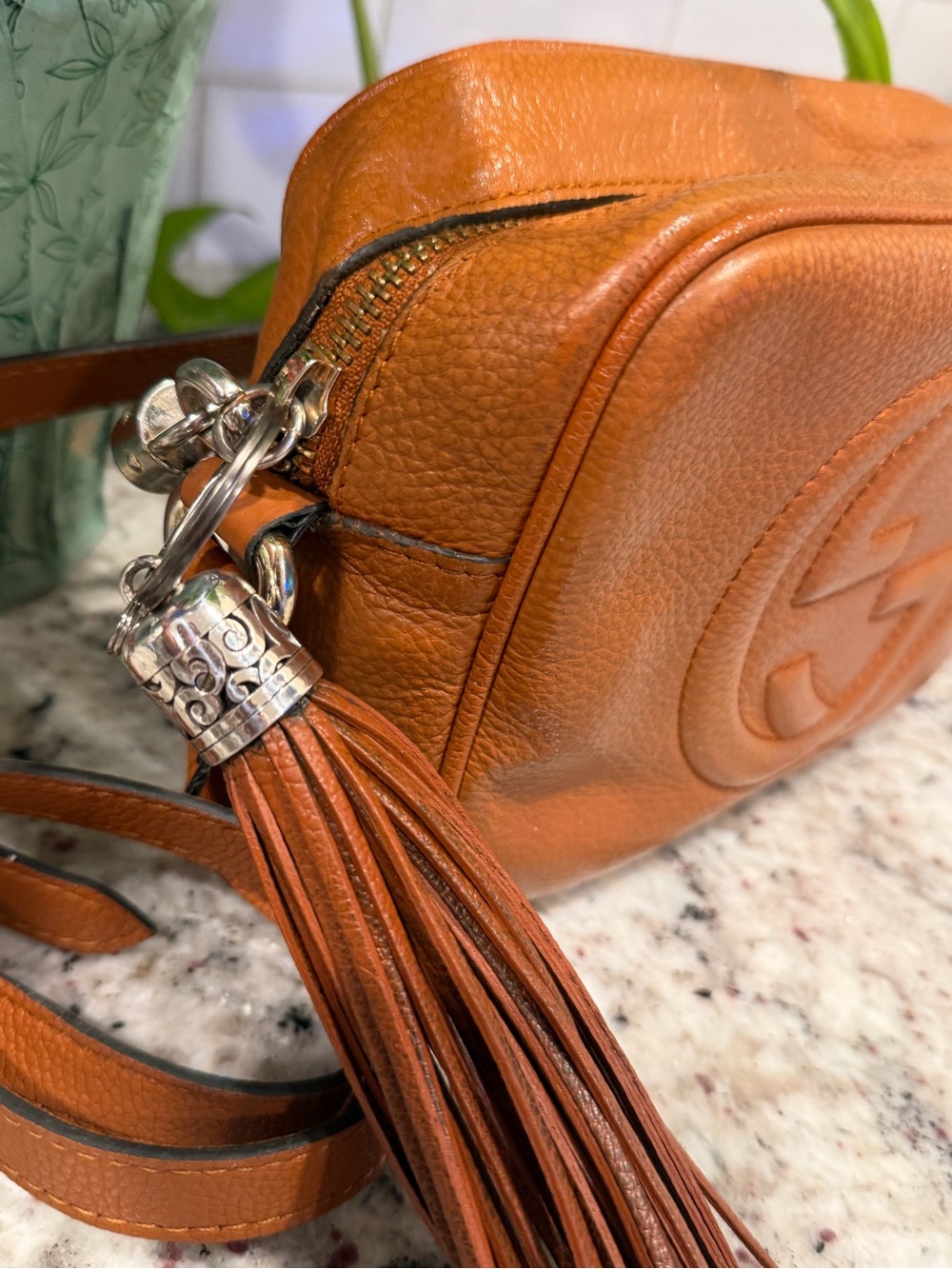Gucci Brown Pebbled Leather Disco Crossbody with Tassel - Picture 15 of 16